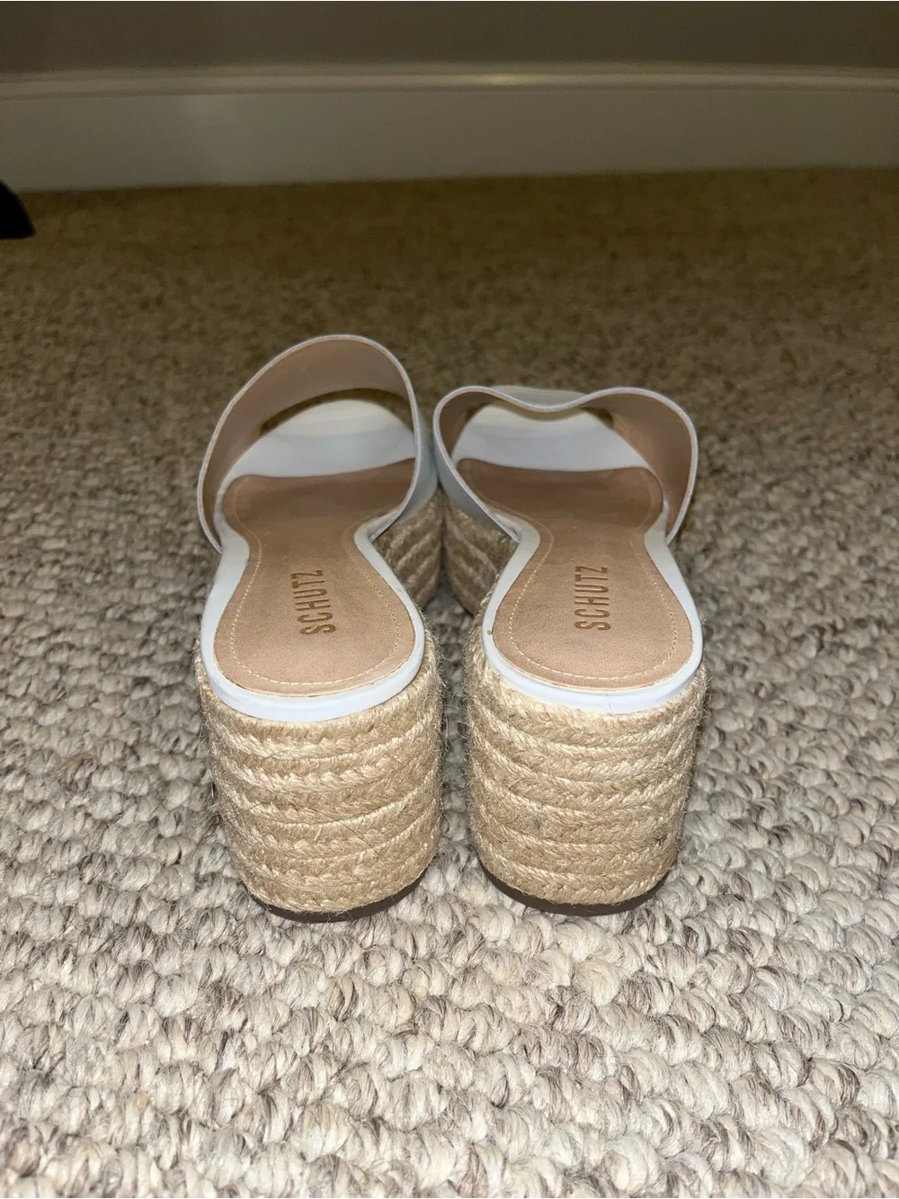NWT Schutz Thalia White Slide Espadrille Platform Sandal - size 9